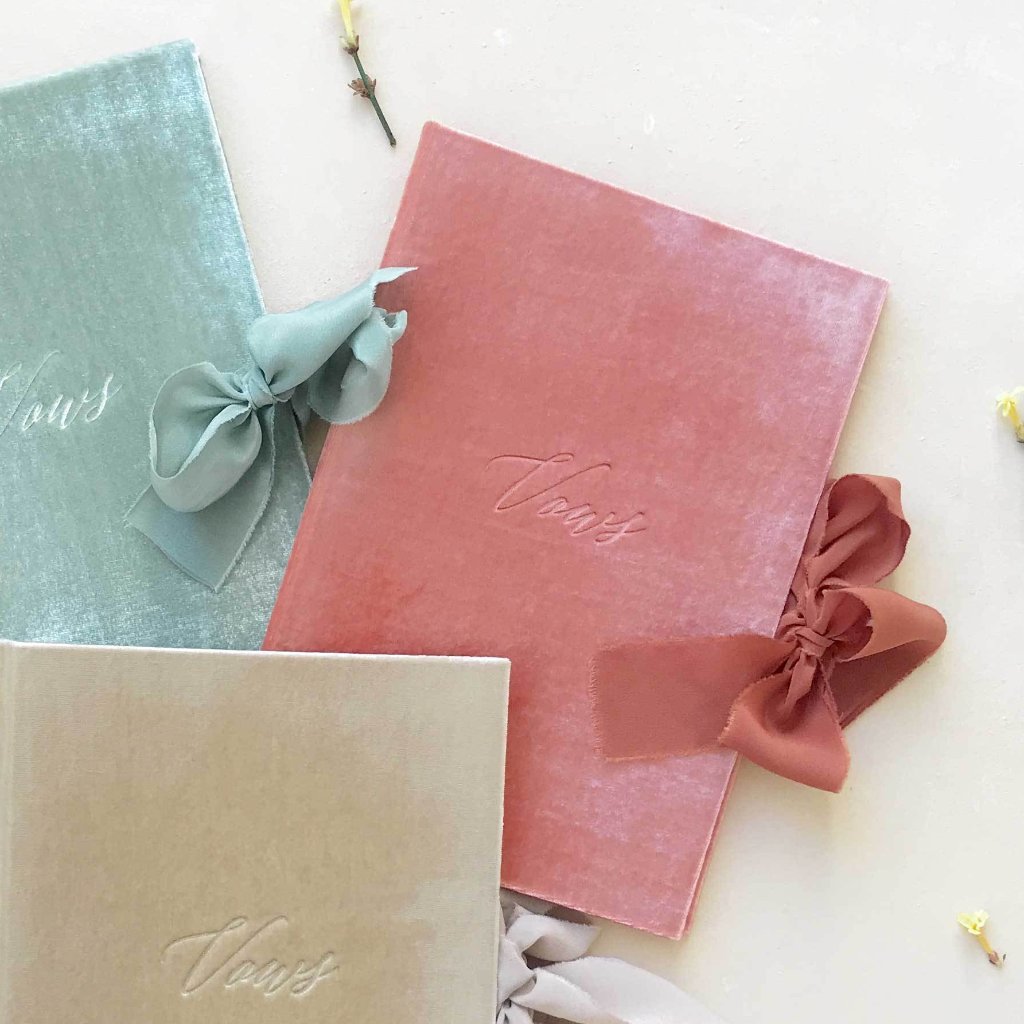 Vow Book Covers Uk Velvet - Peach Wedding Stationery