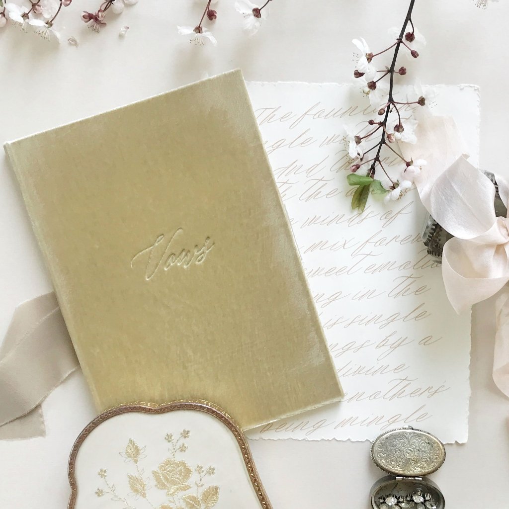 Vow Book Covers Uk Velvet - Gold Wedding Stationery Gold