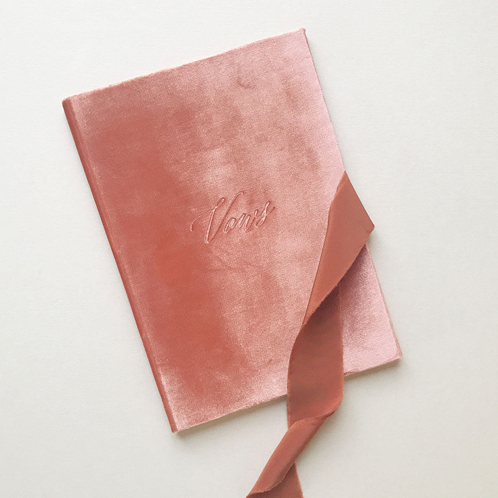 Vow Book Covers Uk Velvet - Peach Wedding Stationery