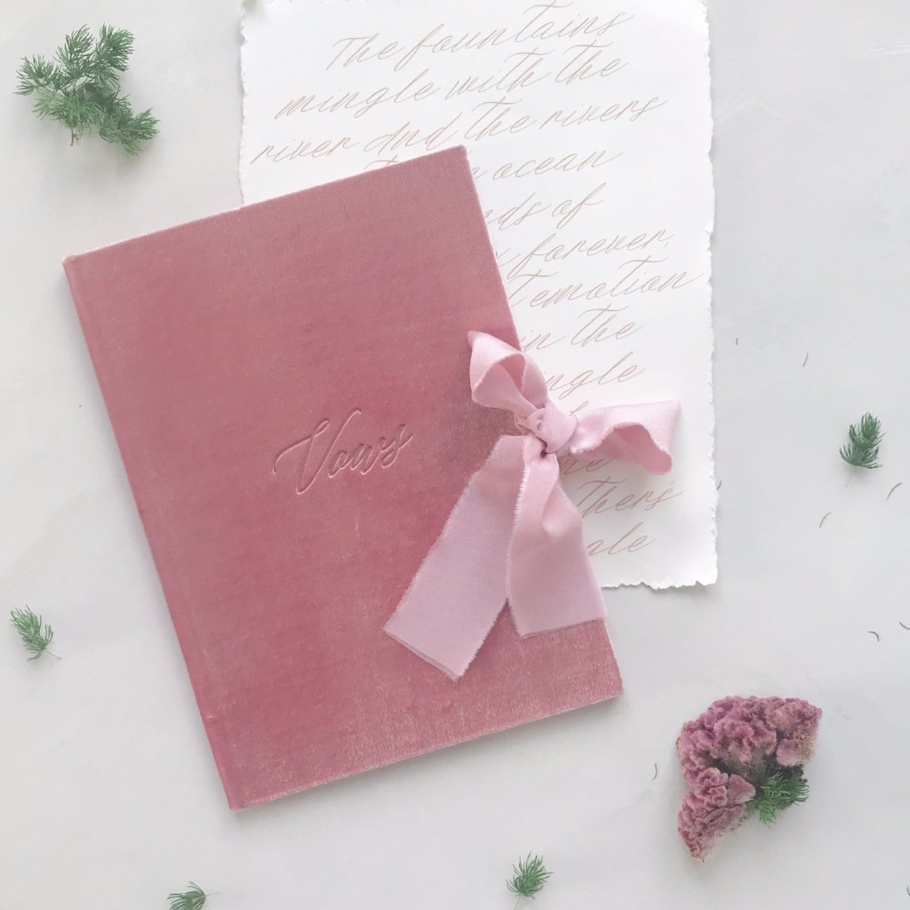 Vow Book Covers Uk Velvet - Pink Wedding Stationery