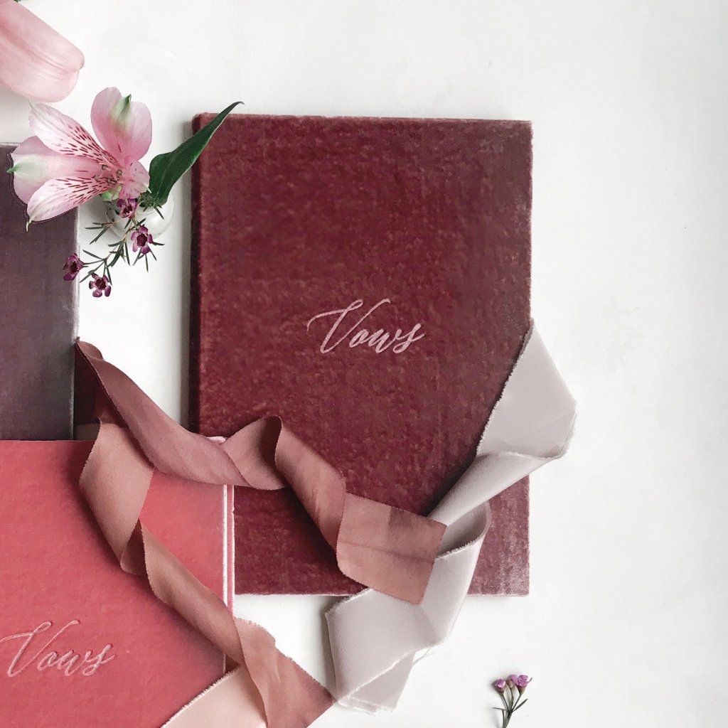 Vow Book Covers Uk Velvet - Plum Wedding Stationery Plum wedding theme
