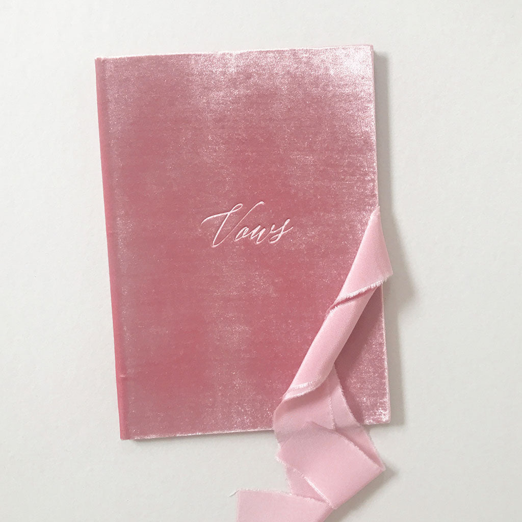 Vow Book Covers Uk Velvet - Pink Wedding Stationery