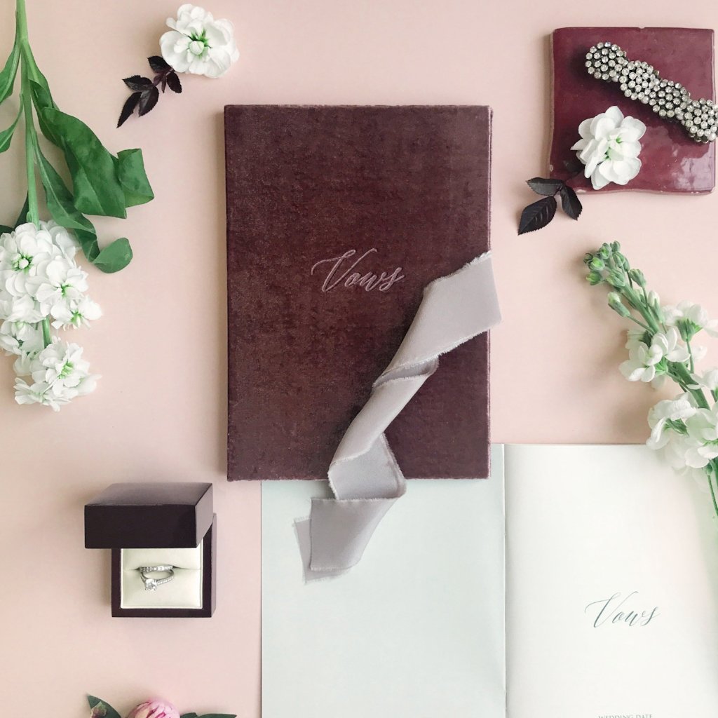 Vow Book Covers Uk Velvet - Plum Wedding Stationery Plum wedding theme