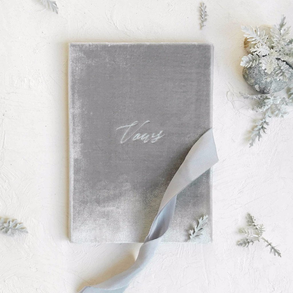 Vow Book Covers Uk Velvet - Light Grey Wedding Stationery wedding theme