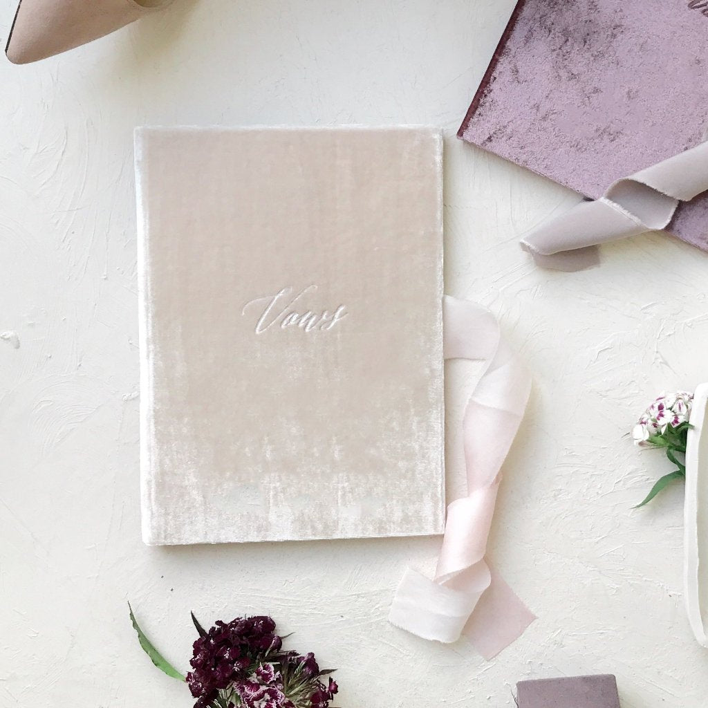 Vow Book Covers Uk Velvet - Rose Wedding Stationery