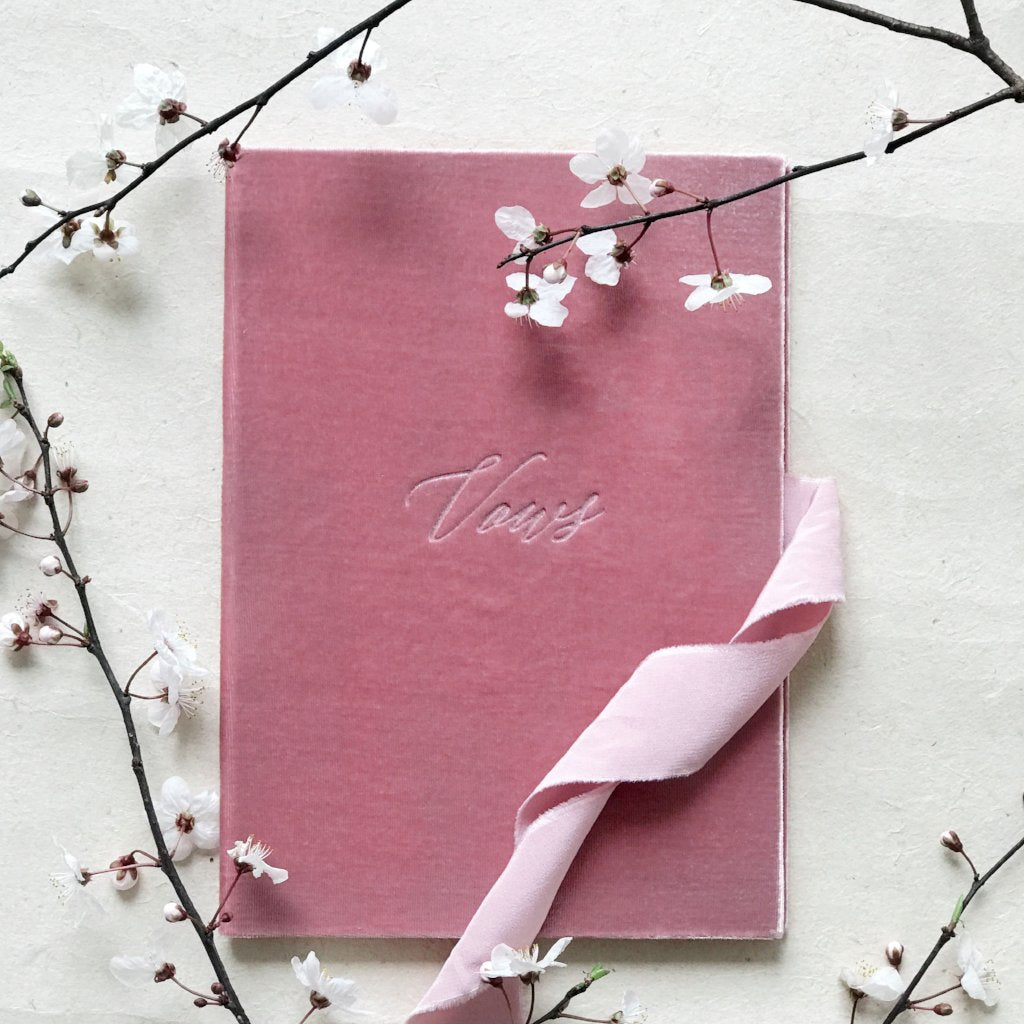 Vow Book Covers Uk Velvet - Pink Wedding Stationery