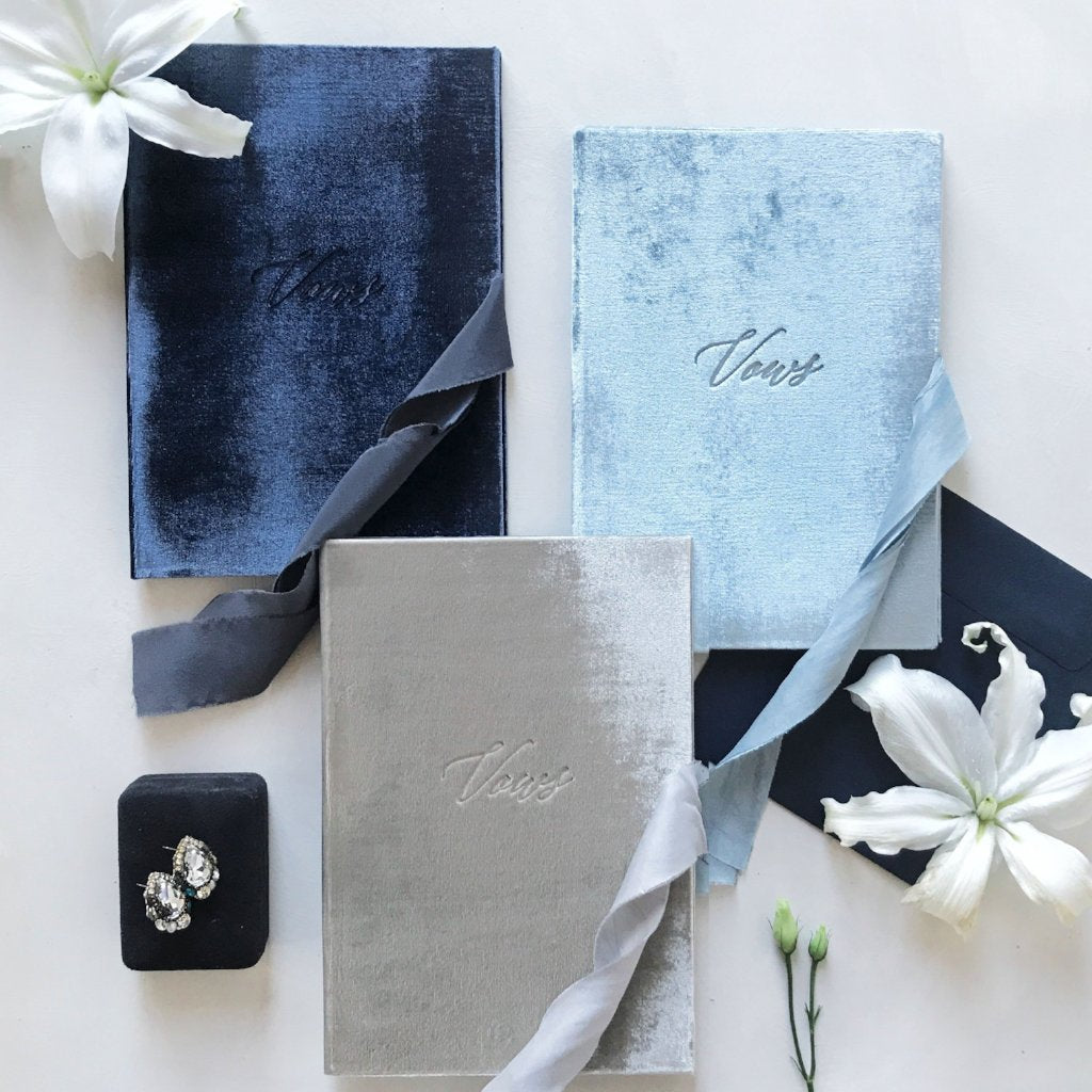 Vow Book Covers Uk Velvet - Dark Blue Wedding Stationery wedding theme