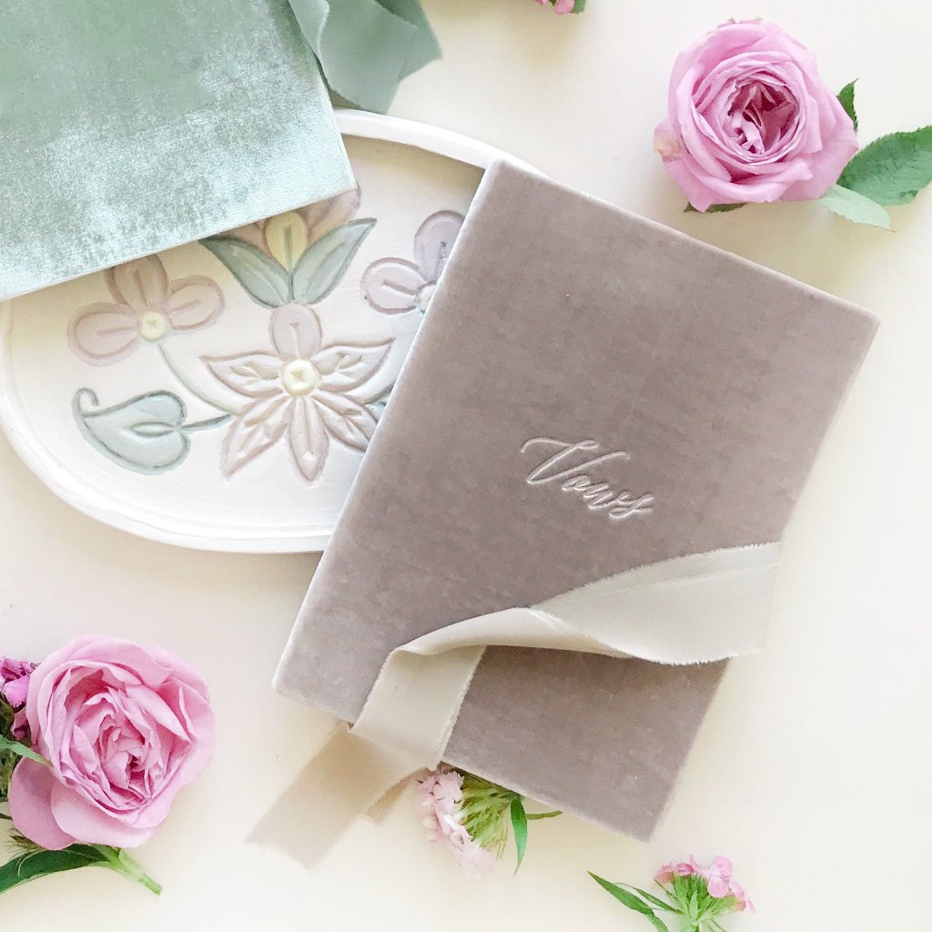 Vow Book Covers Uk Velvet - Taupe Wedding Stationery wedding theme