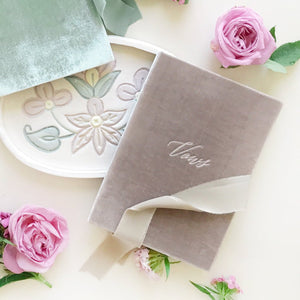 Vow Book Covers Uk Velvet - Taupe Wedding Stationery wedding theme