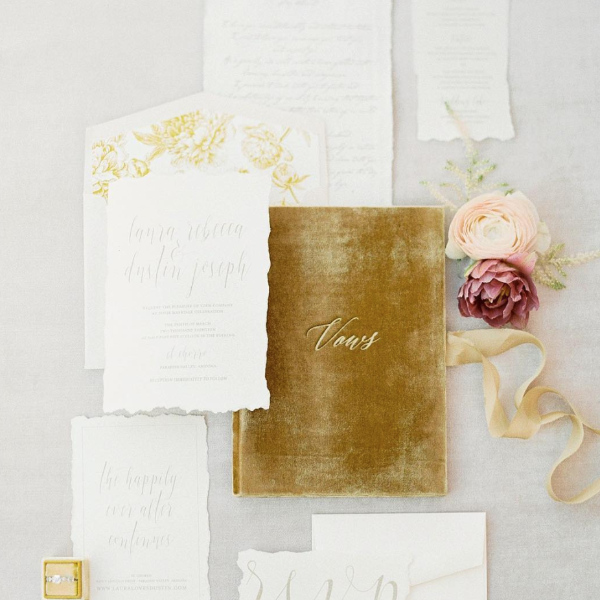 Vow Book Covers Uk Velvet - Gold Wedding Stationery Gold