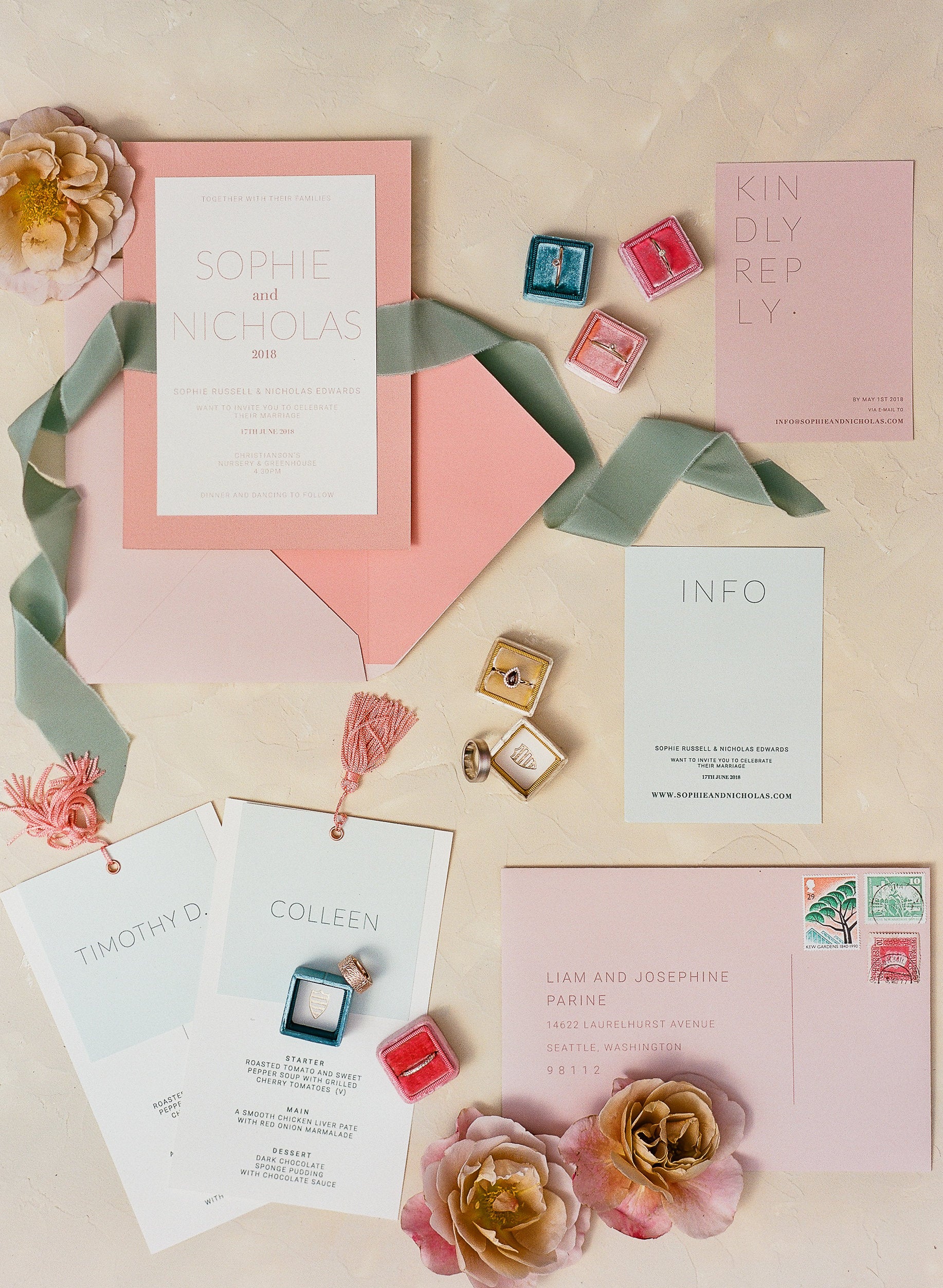 Colourful Modern Set - Peach Stationery