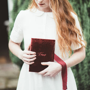 Vow Book Covers Uk Velvet - Dark Red Wedding Stationery , Dark Red Wedding Theme