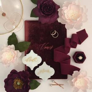 Vow Book Covers Uk Velvet - Dark Red Wedding Stationery , Dark Red Wedding Theme