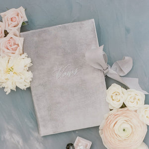 Vow Book Covers Uk Velvet - Grey Wedding Stationery Grey